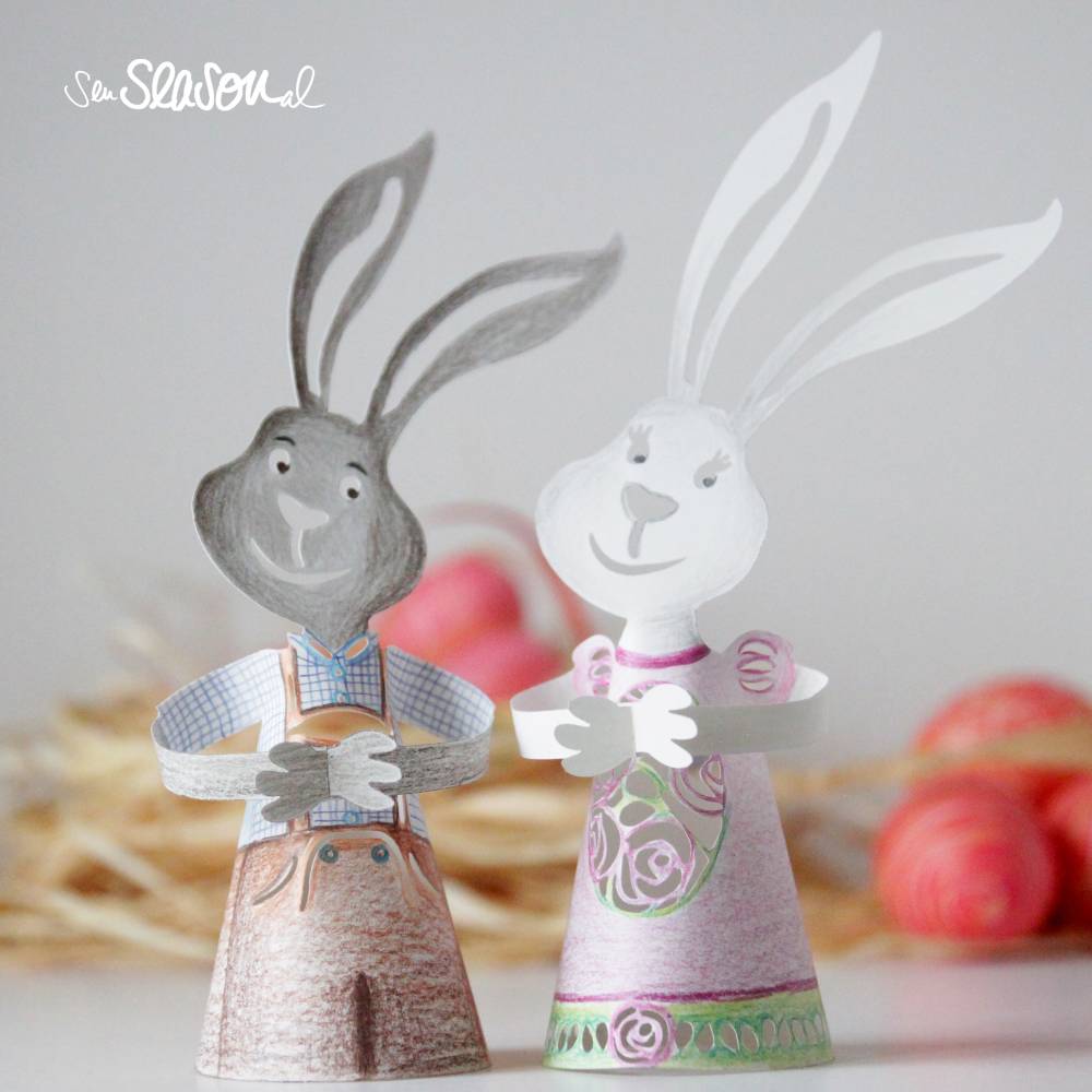 Hasen-Aufsteller, Schneidedatei zu Ostern, Eierhalter für den Osterbrunch aus Papier zum plotten, Design von senSEASONal Bild 2