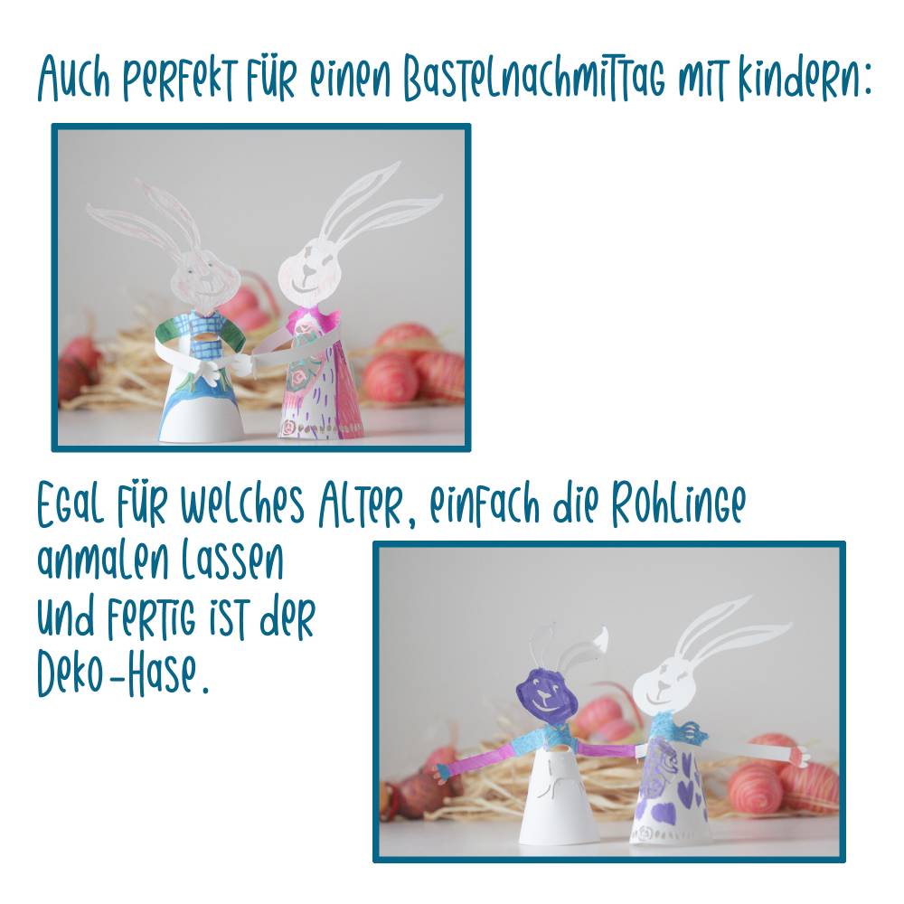 Hasen-Aufsteller, Schneidedatei zu Ostern, Eierhalter für den Osterbrunch aus Papier zum plotten, Design von senSEASONal Bild 4
