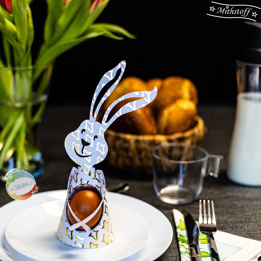 Hasen-Aufsteller, Schneidedatei zu Ostern, Eierhalter für den Osterbrunch aus Papier zum plotten, Design von senSEASONal Bild 6