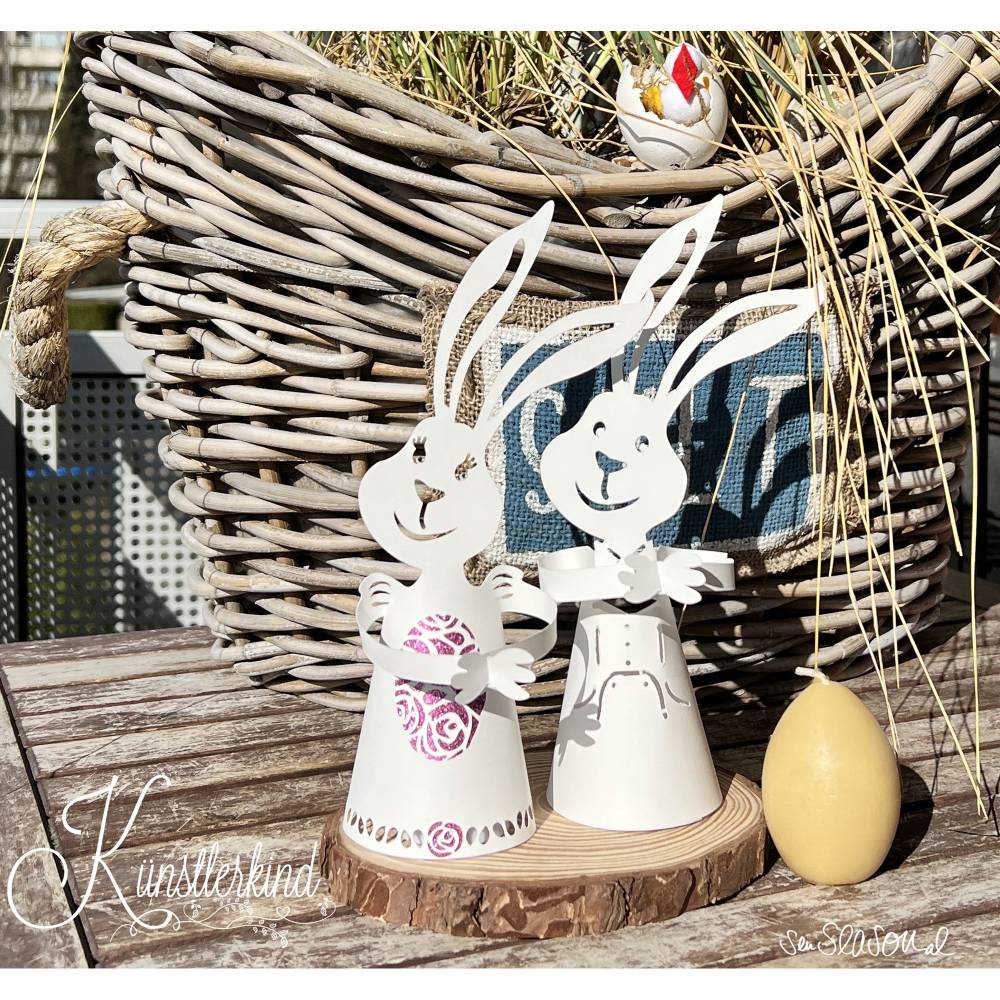 Hasen-Aufsteller, Schneidedatei zu Ostern, Eierhalter für den Osterbrunch aus Papier zum plotten, Design von senSEASONal Bild 7