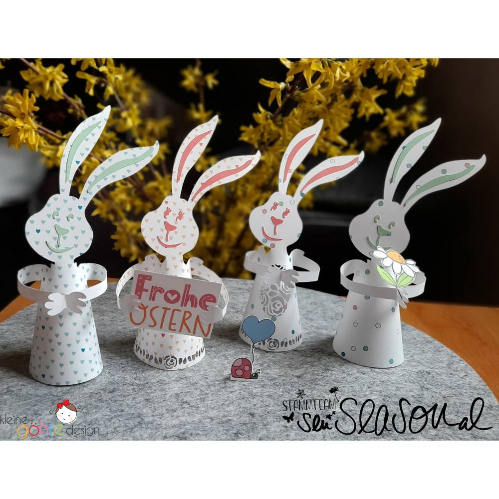 Hasen-Aufsteller, Schneidedatei zu Ostern, Eierhalter für den Osterbrunch aus Papier zum plotten, Design von senSEASONal Bild 9