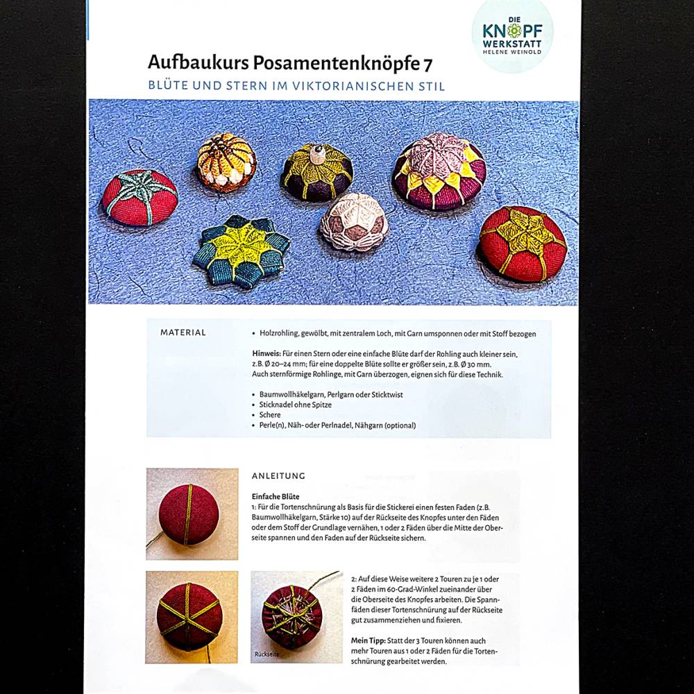 Anleitung für Posamentenknöpfe mit Blüte oder Stern im viktorianischen Stil (Aufbaukurs Posamentenknöpfe 7) Bild 1