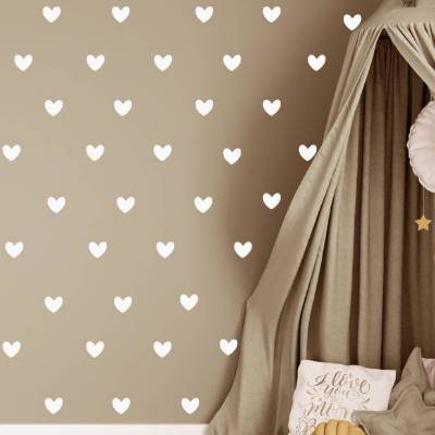 Wandsticker Wandtattoo HERZEN Kinderzimmer Babyzimmer Wanddeko Set Kinderzimmerdeko, Wandaufkleber Boho mehfarbige 