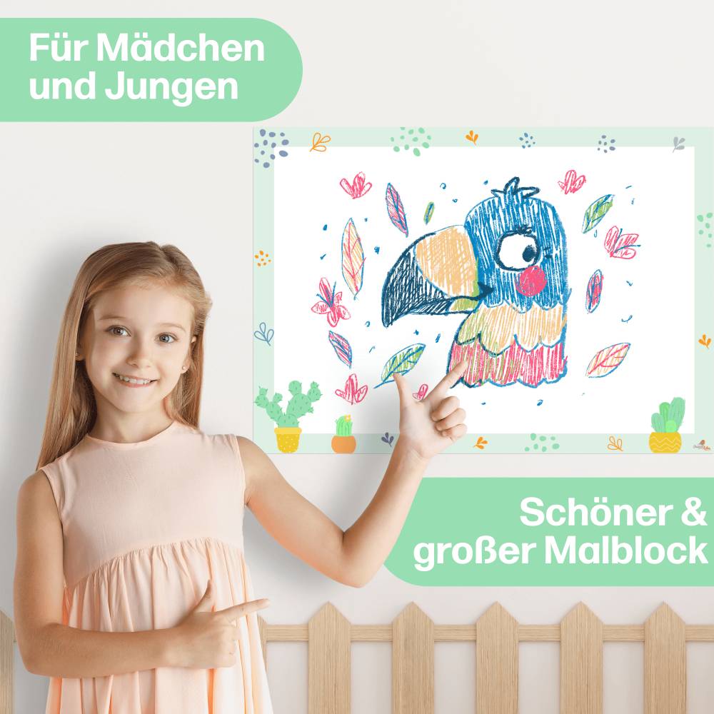 Kaktus Malblock und Malunterlage fr Kinder & Erwachsene |  Schreibtischunterlage aus Papier DIN A3 mit 25 Blttern