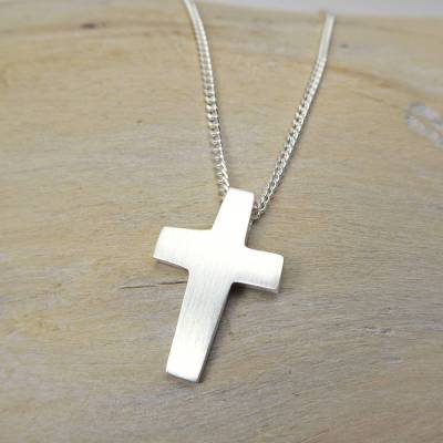 Silberkreuz "Kleiner Pirmin" mit Kette, Kreuz in Silber 925 mit Panzerkette