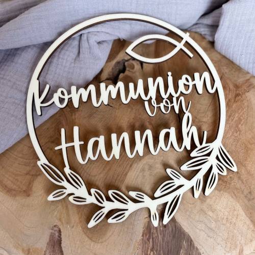 Türkranz personalisiert Kommunion / Konfirmation / Taufe / Kranz mit Namen / Wanddekoration
