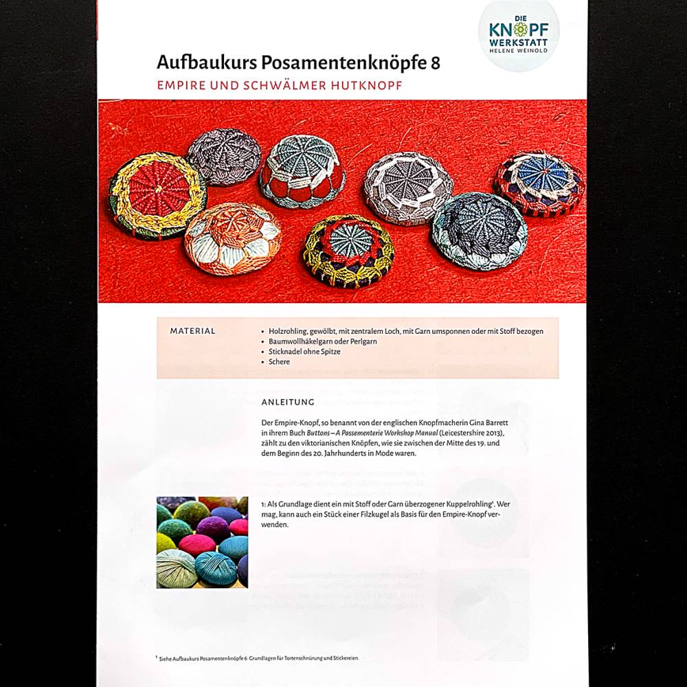 Anleitung für Empire-Knopf und Schwälmer Hutknopf (Aufbaukurs Posamentenknöpfe 8) Bild 1