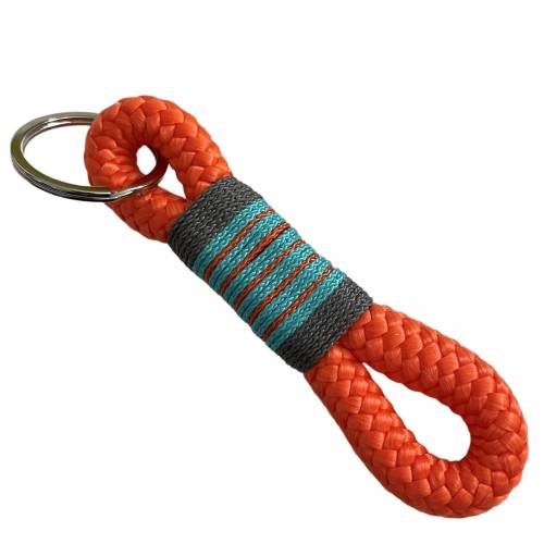 Schlüsselanhänger, orange, grau, türkis,  handgefertigt der Marke AlsterStruppi in Wunschlänge, Personalisierung auf Anf