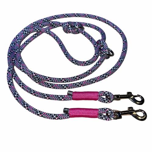 Dünn für kleine Hunde - Hundeleine verstellbar, Tauleine, grau, schwarz, pink, weiß, silber, ca. 200 cm verstellbar, ede