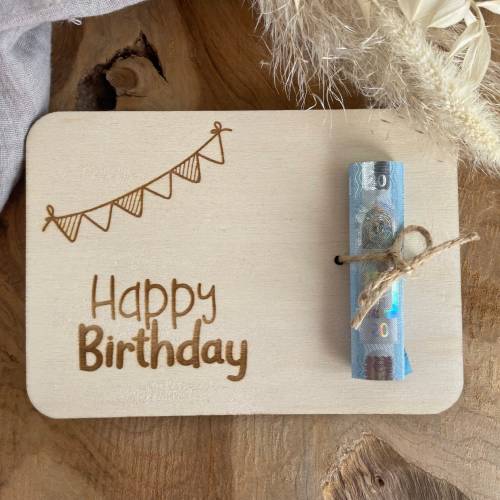 Postkarte aus Holz / Grußkarte / Holzkarte / Geldgeschenk / Geburtstagskarte / Geschenkidee zum Geburtstag
