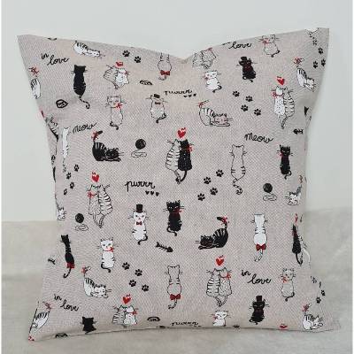 Kissenbezug "Katzen", 40 x 40 cm genäht  mit Hotelverschluss