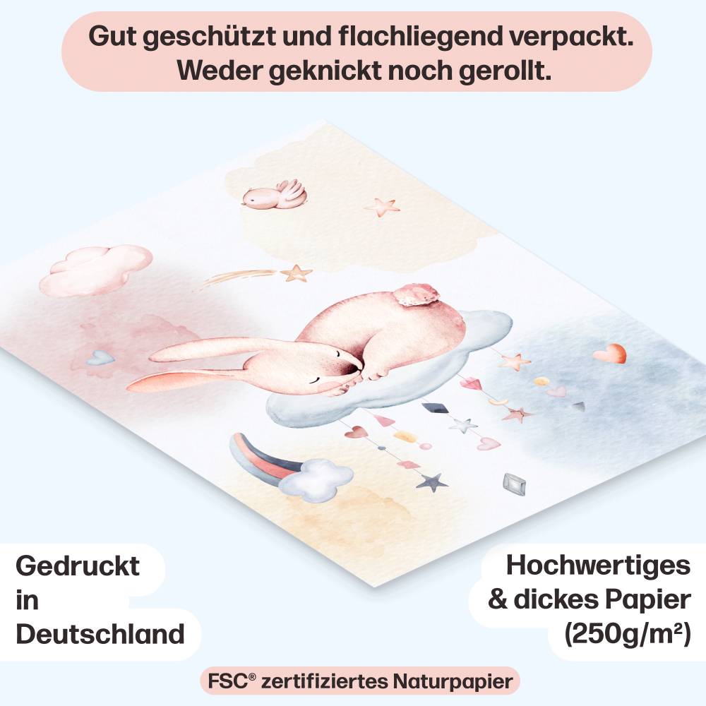 Süße Träume Poster-Set als Babyzimmer Deko I schlafendes Schäfchen, Koala, Elefant & co. I ohne Rahmen I CreativeRobin Bild 6