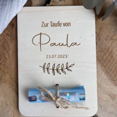 Postkarte aus Holz / Grußkarte / Holzkarte / Geldgeschenk / Geschenk zur Kommunion
