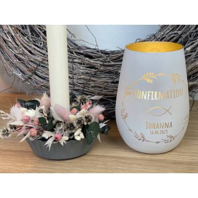 Windlicht | Konfirmation | Kommunion | Patenkind | Patengeschenk | personalisiertes Windlicht | Geschenk | Glas | Love |