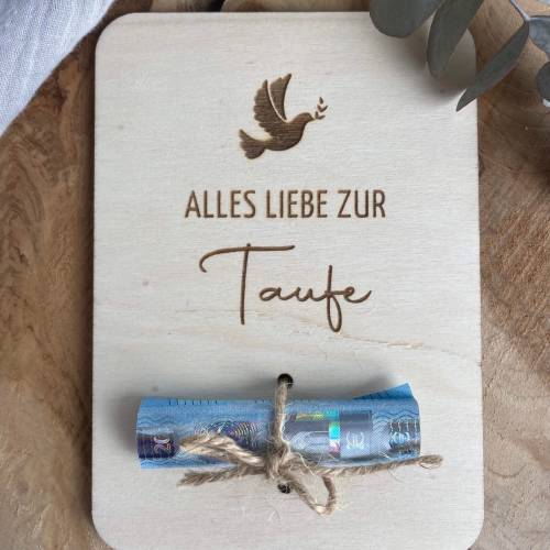 Postkarte aus Holz / Grußkarte / Holzkarte / Geldgeschenk / Geschenk zur Taufe