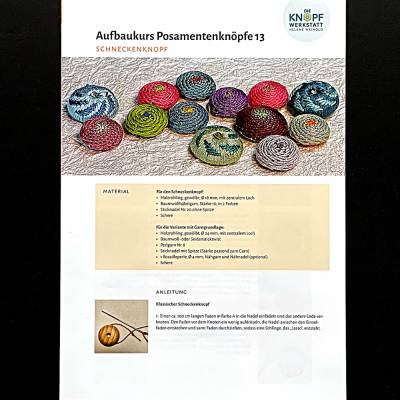 Anleitung für den Schneckenknopf (Aufbaukurs Posamentenknöpfe 13)