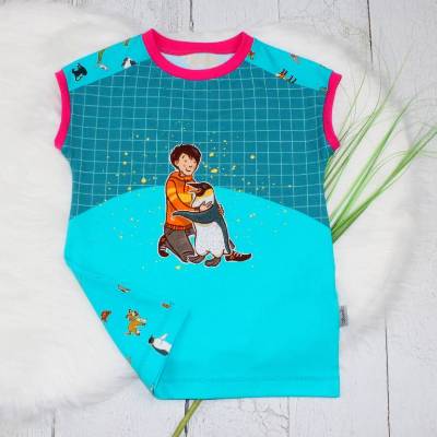 Gr. 134 T-Shirt / Die Schule der magischen Tiere / Jo und Juri / Sommershirt / Jersey / petrol / pink