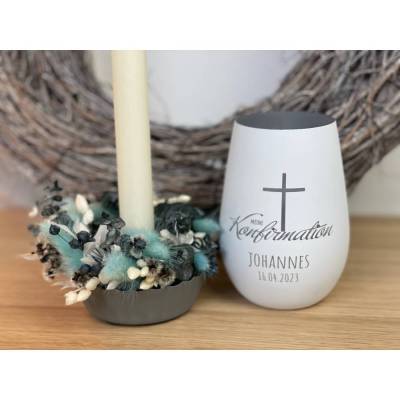 Windlicht zur Konfirmation | Kommunion | Firmung | Taufe | personalisiert | Teelichthalter | Kerzenhalter | Geschenk | 