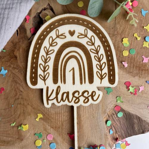 Caketopper zur Einschulung Regenbogen / Kuchendekoration Schulkind 1 Klasse / Cake Topper Schulanfang