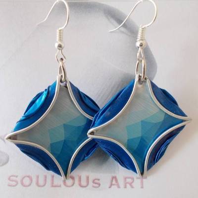 Ohrhänger   Quaree  blau Nespresso - Kapsel Schmuck upcycling