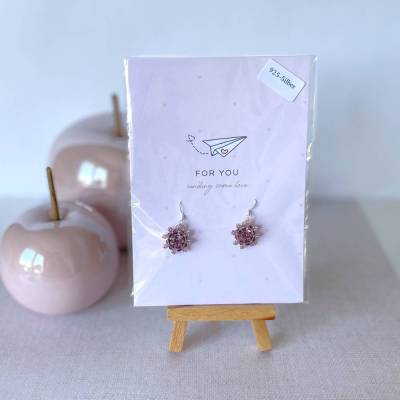 Ohrringe * Blümchen * Lila * Rosa * gefädelt * Ohrhaken 925er Silber * Grußkarte