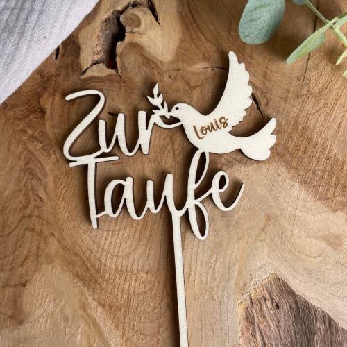 Caketopper zur Taufe / Kuchendeko personalisiert mit Namen / Cake Topper Taufe mit Taube