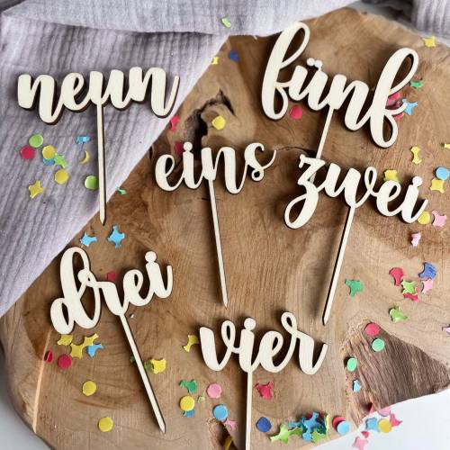 Caketopper Zahlen / Cake Topper Geburtstagszahlen für Kuchen / Holzzahlen Geburtstagskuchen / Zahl ausgeschrieben