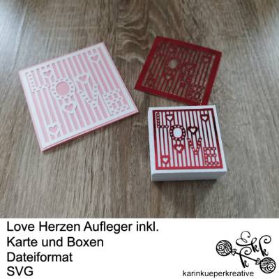 Plotterdatei LOVE Herzen Aufleger inkl. Karte und Box