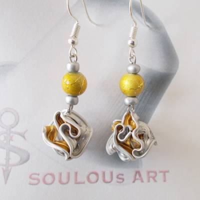 Ohrhänger   Nobelesse  gelbgold Nespresso - Kapsel Schmuck upcycling