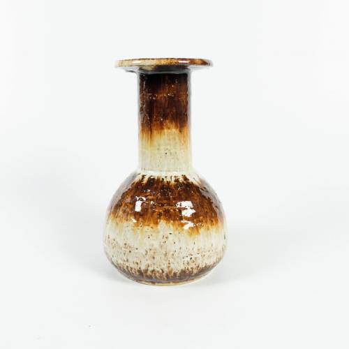 Vintage Studio Keramik Vase braun – Handgefertigt, 19,5 cm hoch, schwere Qualität