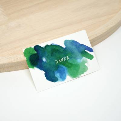 50 Dankeskarten klein Vintage Aquarell Zeichnung | blau grün | Dankeskarten klein | Abstrakt modern | Mini Dankekarte
