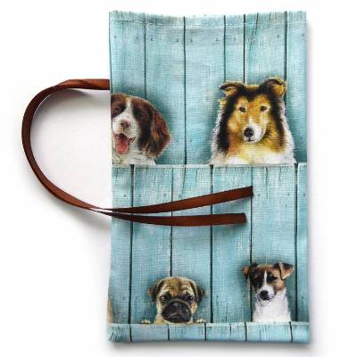 Geschenkverpackung aus Stoff mit verschiedenen Hunden Stoffbeutel Geschenksäckchen