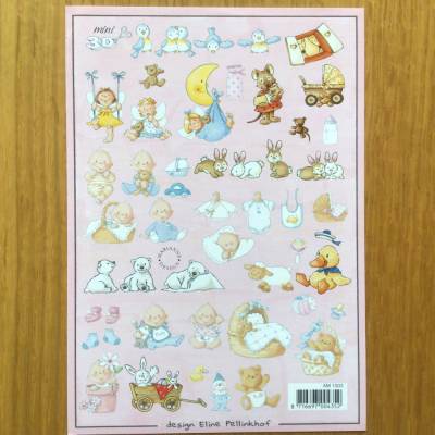 Bastelbogen Baby, Motivpapier zur Geburt zum Kartenbasteln, DIN A 5, Mini-Motive zum Ausschneiden