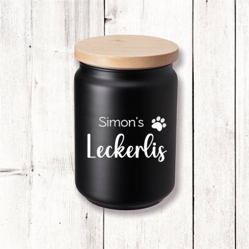 Aufkleber „Leckerlis“, personalisiert, Name, Katze Hund Vinylaufkleber Beschriftung Haustiere