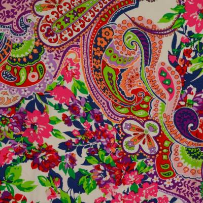 Viskose leichter Frühjahrs-/Sommerstoff Paisley weiß -bunt (1m/12,-€)