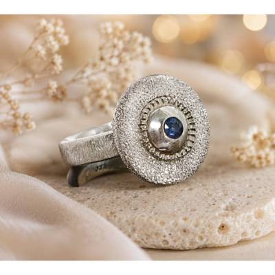 Handgefertigter 925 Silberring "dish design", Siegelring, Statement Ring, Vintage Look, Damenring, Herrenring