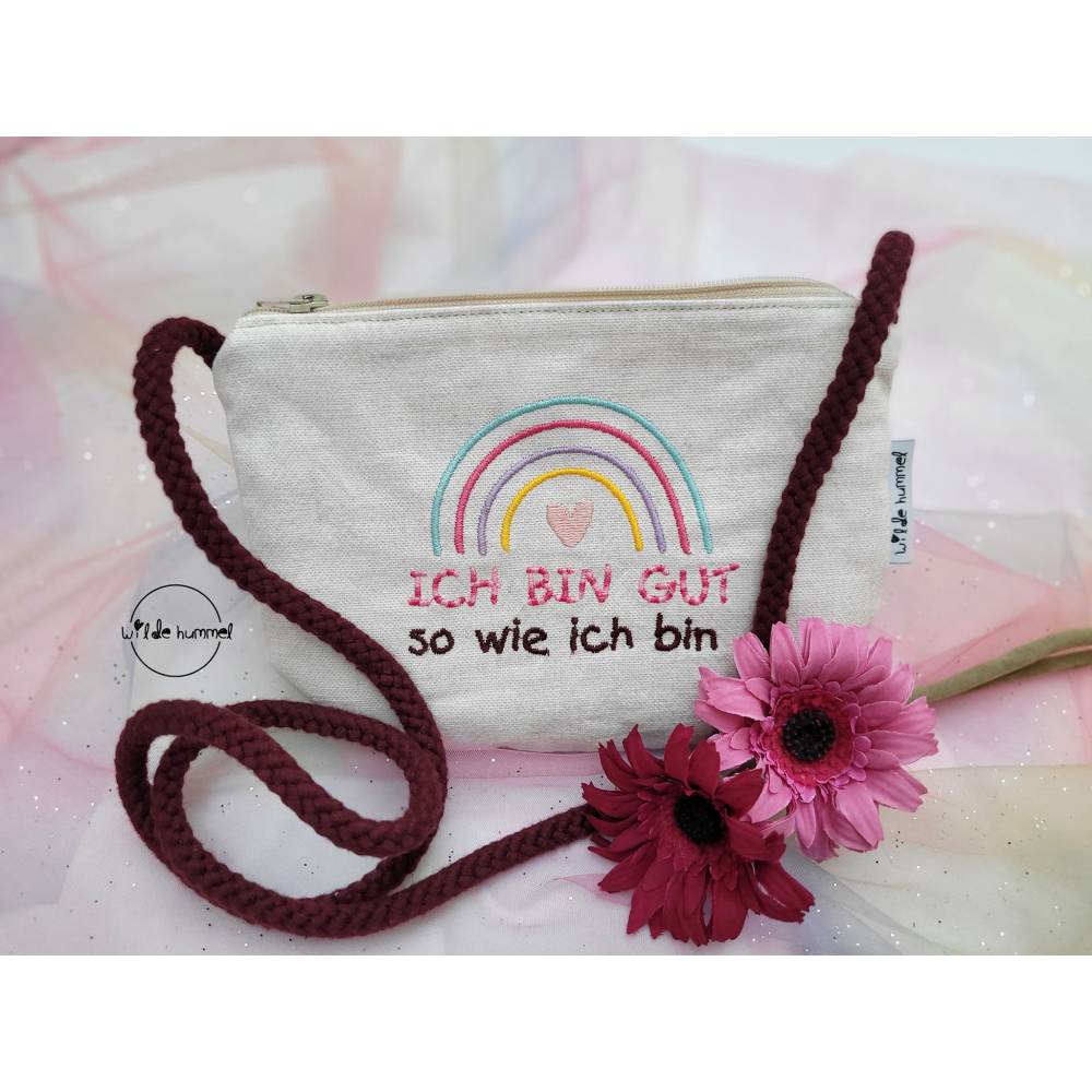 Stickdatei "Gut so wie ich bin" 10x10 und 13x18 für die Stickmaschine Regenbogen Herz Spruch Bild 5