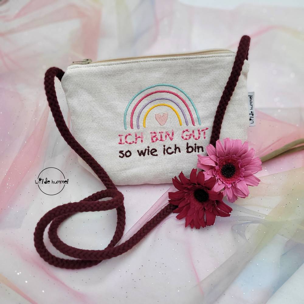 Stickdatei "Gut so wie ich bin" 10x10 und 13x18 für die Stickmaschine Regenbogen Herz Spruch Bild 8