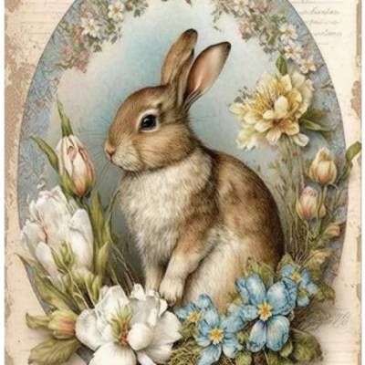 Bastelpapier - Decoupage-Papier - A4 - Softpapier - Vintage - Shabby - Hase -  Ostern - 13235