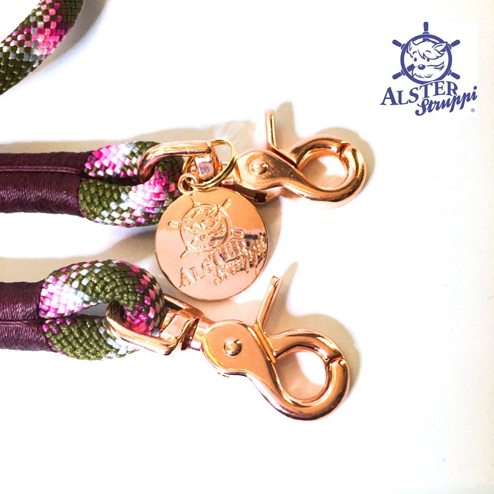 Hundeleine verstellbar oliv beere rosa weiß AlsterStruppi Wunschlänge ab 44 Euro Bild 4