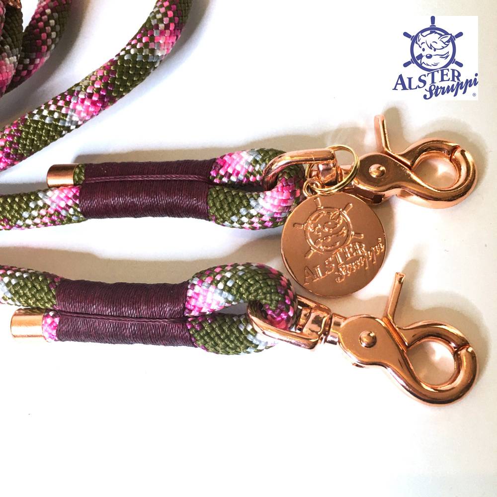 Hundeleine verstellbar oliv beere rosa weiß AlsterStruppi Wunschlänge ab 44 Euro Bild 6