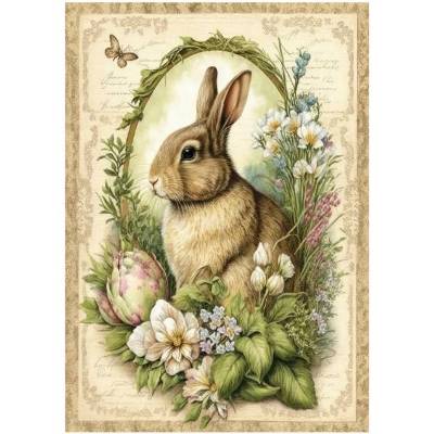 Bastelpapier - Decoupage-Papier - A4 - Softpapier - Vintage - Shabby - Hase -  Ostern - 13239