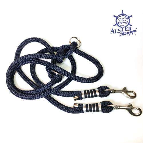 Hundeleine verstellbar / Tauleine blau silber ca. 200 cm verstellbar, Marke AlsterStruppi, edel und hochwertig ab 44 Eur