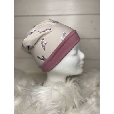 Wende Beanie Kardiologe/Chemo Mütze "Glitzer Blätter"