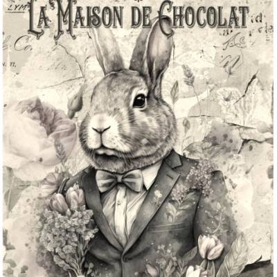 Bastelpapier - Decoupage-Papier - A4 - Softpapier - Vintage - Shabby - Hase - sepia - Ostern - 13213