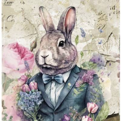 Bastelpapier - Decoupage-Papier - A4 - Softpapier - Vintage - Shabby - Hase - Ostern - 13211