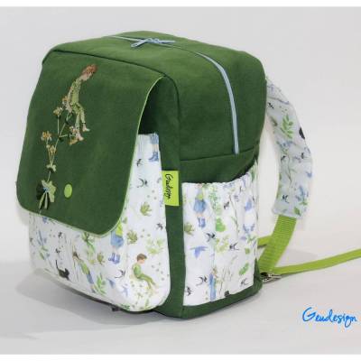 Kinder-Rucksack „Rudi“ Junge auf Blume – Praktischer Kita-Rucksack mit Elfen-Motiv