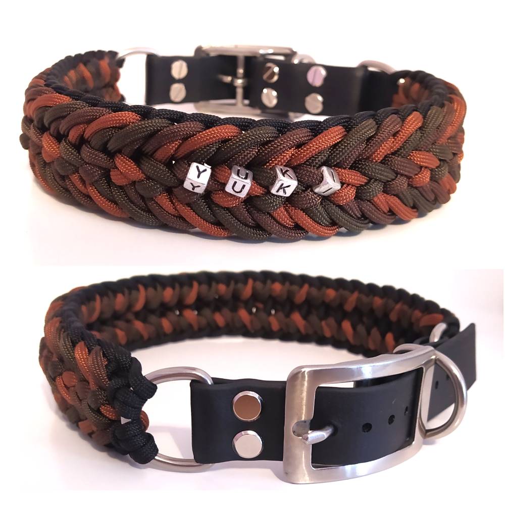 Paracord Halsband. Mit Namen und verstellbarem Verschluss. Muster: Fun