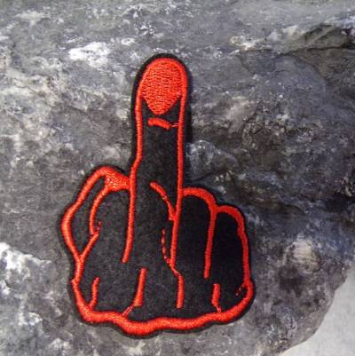Mittelfinger Patch zum Aufbügeln – Gestickter Stinkefinger Aufnäher Fuck you Applikation Stoff 100% Polyester