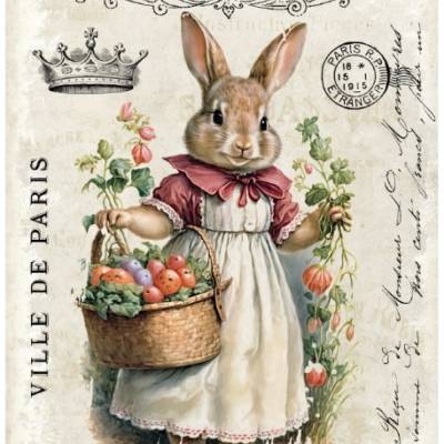 Bastelpapier - Decoupage-Papier - A4 - Softpapier - Vintage - Shabby - Hase - Ostern - 13206